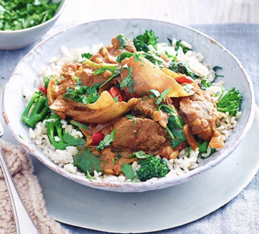 Lamb Dopiaza with Broccoli Rice